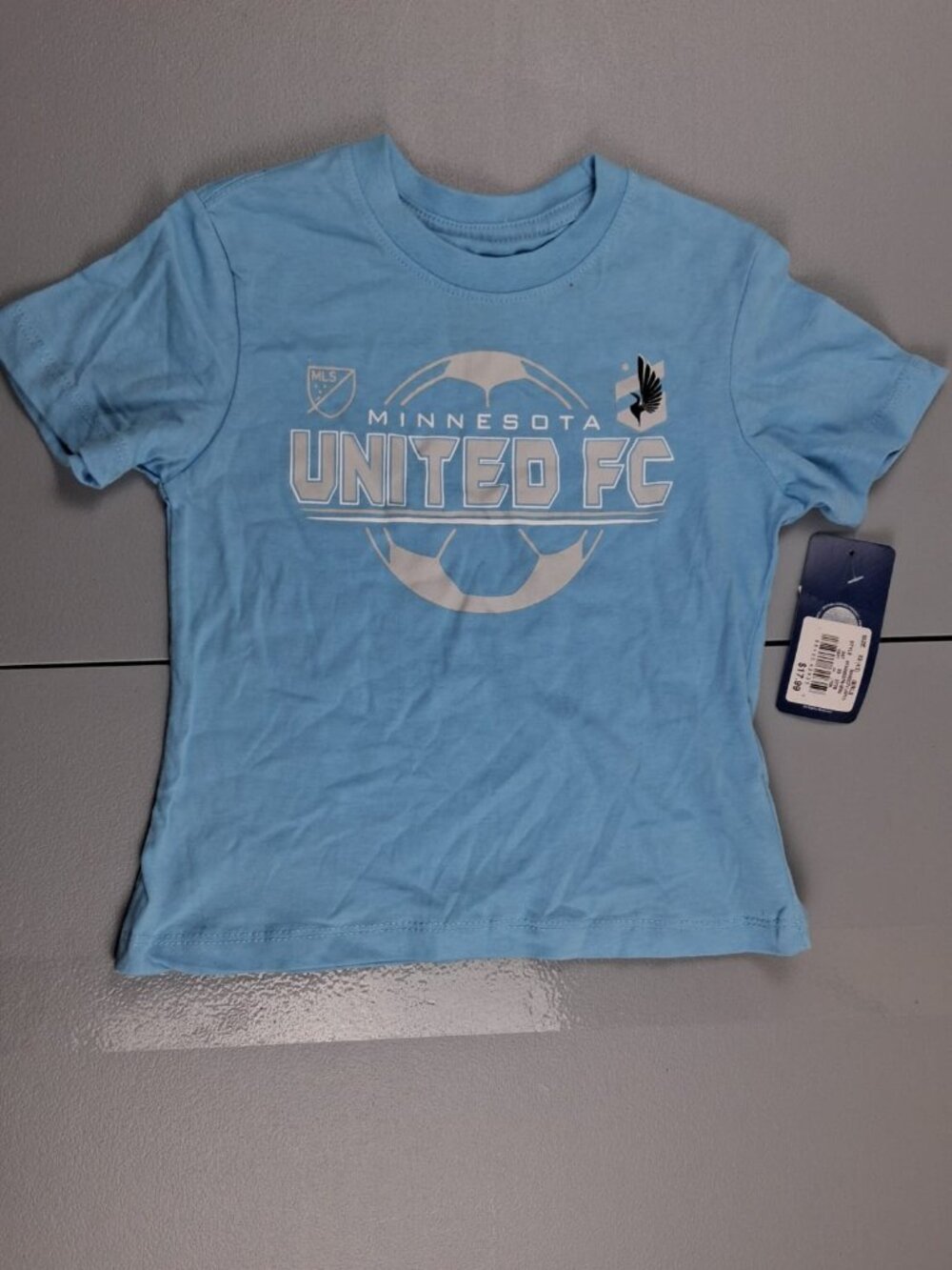 NWT MLS Minnesota United FC Toddler Short Sleeve T-Shirt — Light Blue, 4/5